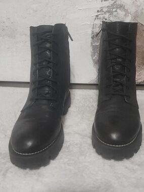 Sam Edelman Garret Leather Combat Boots Black Size 11M / EUR 41